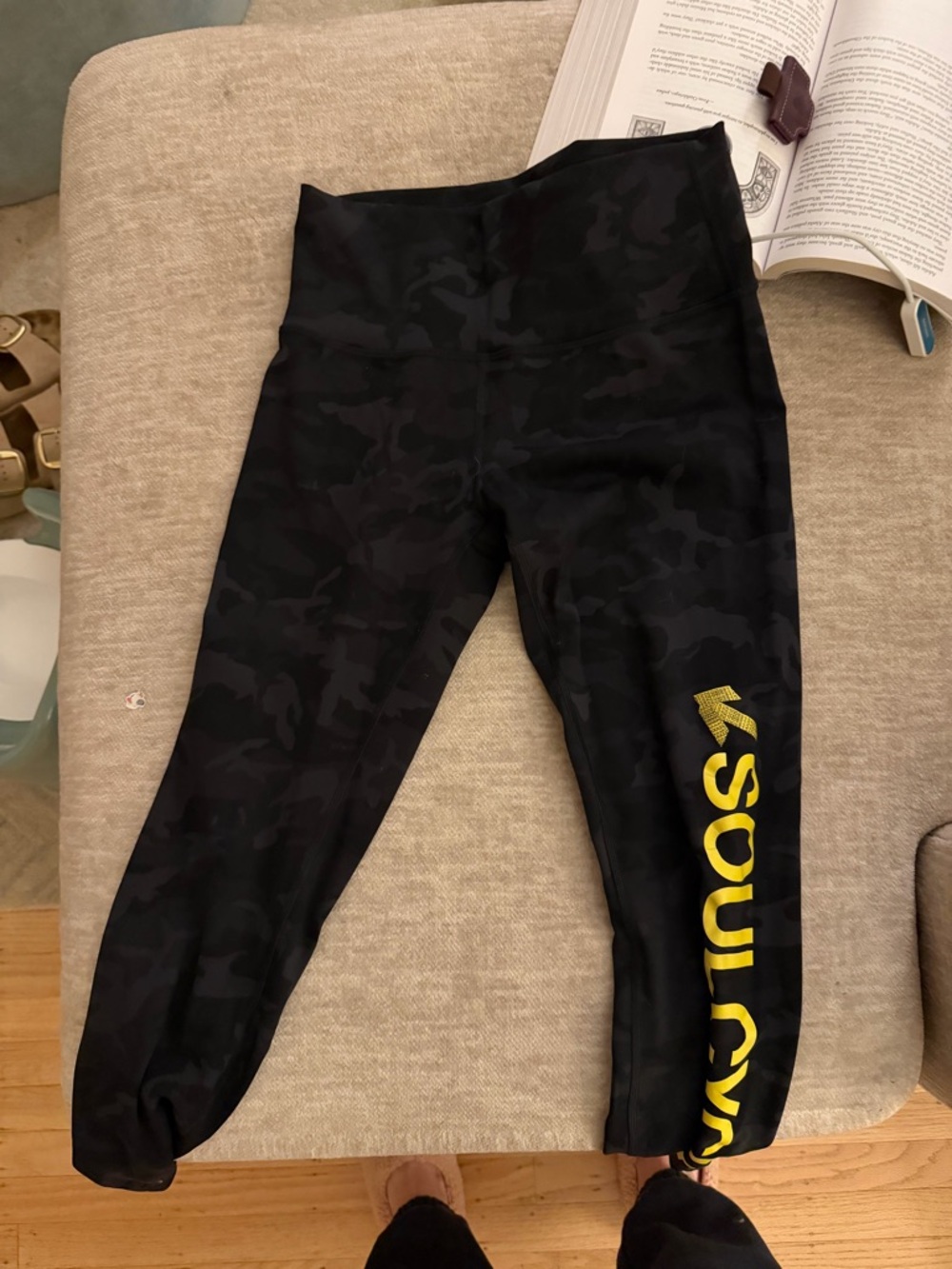 SoulCycle x Lululemon Black Camo Leggings